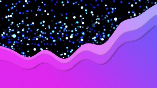 Animation Von Violetten Wellen Über Blauen Und Weißen Lichtflecken Die — Stockvideo