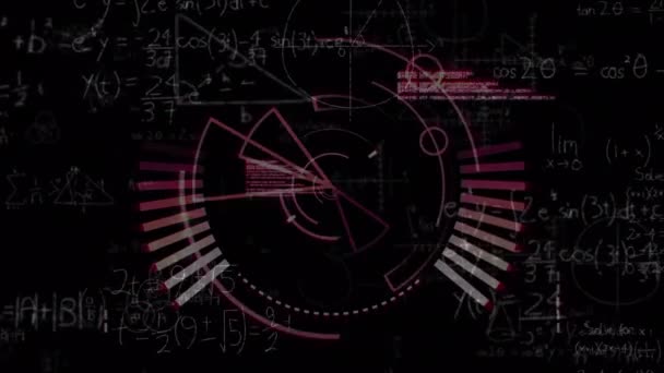 Animace Matematických Rovnic Nad Skenováním Rozsahu Černém Pozadí Globální Vzdělávání — Stock video
