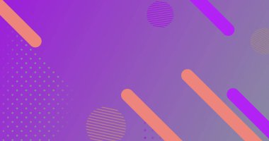 Mor arka planda kusursuz döngü içinde hipnotik hareket eden çoklu geometrik şekillerin ve dairelerin görüntüsü.