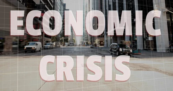 Immagine Del Testo Della Crisi Economica Con Linee Rosse Discendenti — Foto Stock