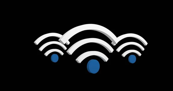 Imagem Digital Símbolo Wifi Para Cima Para Baixo Tela Contra — Fotografia de Stock