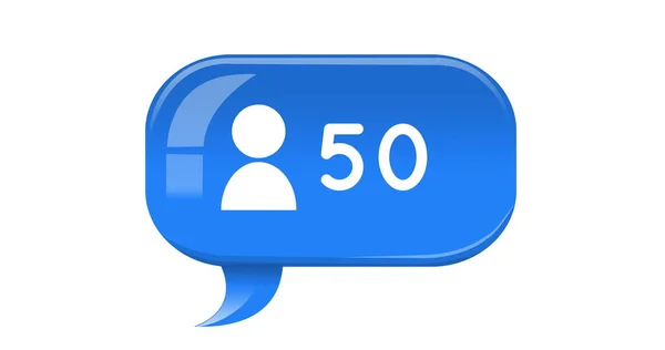 Image Friend Request Icon Blue Message Bubble Increasing Number Count — Stock Photo, Image