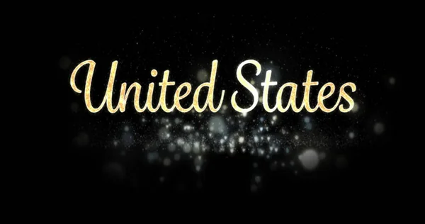 金のデジタル画像黒を背景に銀ボケライト付き米国テキスト — ストック写真