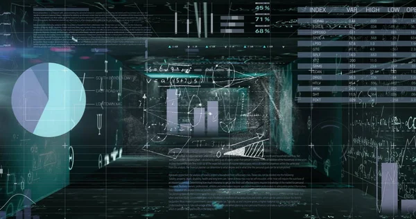 Imagem Processamento Estatísticas Dados Financeiros Sobre Mapa Mundo Interface Digital — Fotografia de Stock