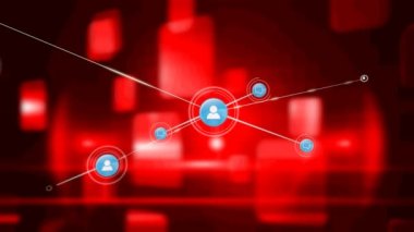 Kırmızı arkaplandaki bağlantı ağının canlandırılması. küresel iş, bağlantılar, veri işleme ve teknoloji konsepti dijital olarak oluşturulmuş video.