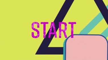 Renkli grafikler ve şekiller üzerinden başlangıç metninin canlandırması. arkaplan, sosyal medya ve iletişim konsepti dijital olarak oluşturulmuş video.