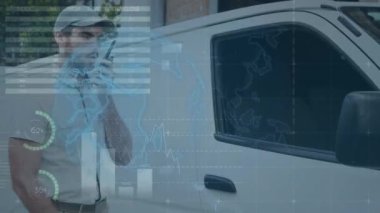 Teslimatçıyla ilgili istatistiklerle bağlantılı dünyanın animasyonu. küresel gönderim ve bağlantılar konsepti dijital olarak oluşturulmuş video.