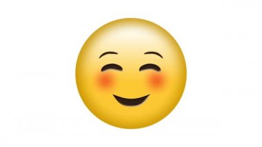 Hareket eden kırmızı ışık izlerinin üzerinde mutlu emoji ikonu canlandırması. küresel sosyal medya ve iletişim konsepti dijital olarak oluşturulmuş video.