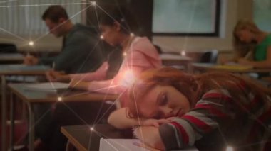 Öğrencilerin öğrenmesi üzerine bağlantı ağının animasyonu. küresel eğitim, dijital arayüz ve bağlantılar dijital olarak oluşturulmuş video konsepti.