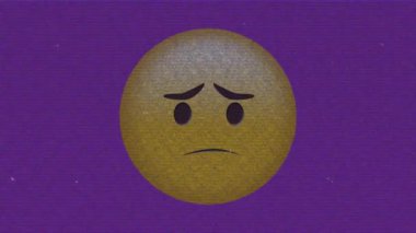 Gürültülü üzgün emoji simgesinin animasyonu. küresel sosyal medya ve iletişim konsepti dijital olarak oluşturulmuş video.