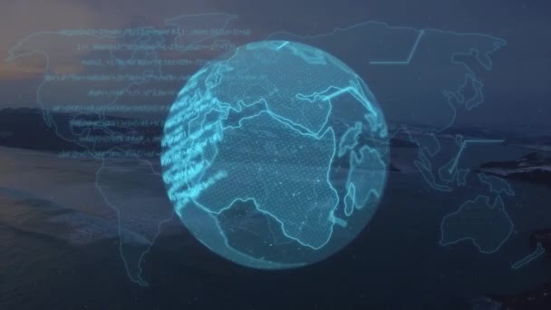 Animazione Dell Elaborazione Dei Dati Mare Social Media Globali Connessioni — Video Stock