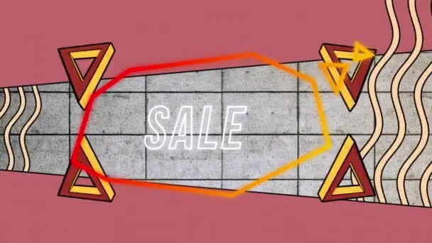 Animacja Tekstu Sprzedaży Bańce Retro Mowy Abstrakcyjnym Tle Zakupy Sprzedaż — Wideo stockowe