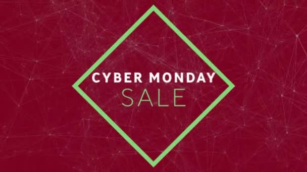 Animation Des Cyber Monday Verkaufstextes Über Netzwerke Von Verbindungen Globales — Stockvideo