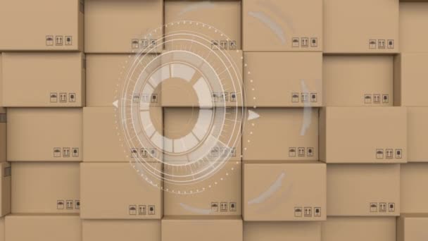 Animation Statistics Processing Cardboard Boxes Global Shipping Connections Concept Digitally — Stock Video