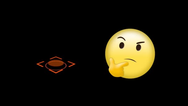 Animation Icônes Formes Emoji Numériques Déplaçant Sur Fond Noir Médias — Video