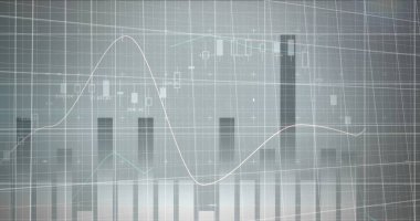 Mali veri işleme istatistikleriyle hareket eden kırmızı ve mavi çizgilerin resmi. küresel finans ve iş konsepti dijital olarak oluşturulmuş imaj.