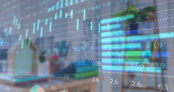 Digitales Gesamtbild Der Finanzdatenverarbeitung Vor Leeren Büros Globales Finanz Und — Stockfoto