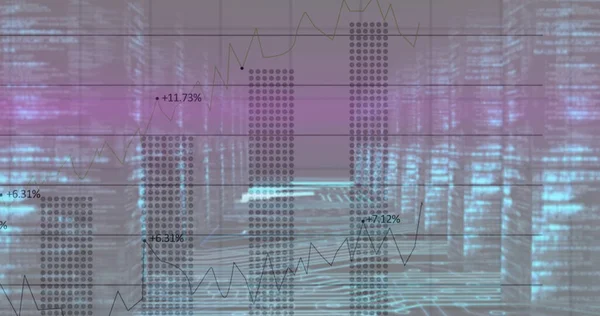 Bild Der Verarbeitung Von Finanzdaten Über Glühende Computerserver Globales Finanz — Stockfoto