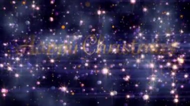 Siyah arka planda ışık lekeleri üzerinden mutlu noel mesajlarının animasyonu. Noel, gelenek ve kutlama konsepti dijital olarak oluşturuldu.