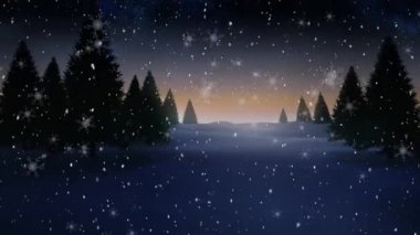 Kış manzarasının üzerine düşen kar animasyonu. Noel, kış ve kutlama konsepti dijital olarak oluşturuldu.