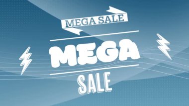 Mavi arkaplanda satılık metnin canlandırması. Sosyal medya ve iletişim arayüzü kavramı dijital olarak oluşturulmuş video.