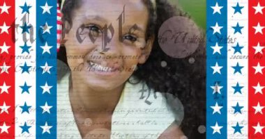 Belge ve Amerikan bayrağı üzerinde gülümseyen kızın animasyonu. Vatanseverlik ve kutlama konsepti dijital olarak oluşturulmuş video.