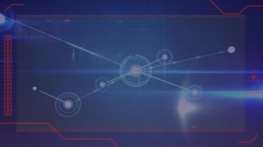 Bağlantı ağı üzerinden kırmızı çerçevenin animasyonu. küresel sosyal medya, bağlantılar ve dijital arayüz konsepti dijital olarak oluşturulmuş video.