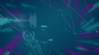 Mavi arkaplandaki bağlantı ağının canlandırılması. küresel sosyal medya, bağlantılar ve dijital arayüz konsepti dijital olarak oluşturulmuş video.