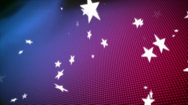 Mor arkaplandan düşen yıldızların animasyonu. Noel, gelenek ve kutlama konsepti dijital olarak oluşturuldu.