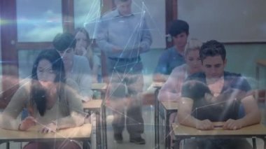 Üniversitedeki öğretmen ve öğrencilerin bağlantı ağının animasyonu. küresel eğitim ve bağlantılar konsepti dijital olarak oluşturulmuş video.