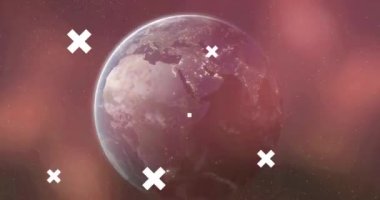 Dünya üzerinde veri işleme animasyonu. küresel iş, bağlantılar, veri işleme ve teknoloji konsepti dijital olarak oluşturulmuş video.