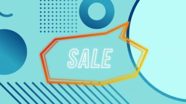 Retro konuşma balonunda satış metninin animasyonu. Alışveriş, satış ve perakende konsepti dijital olarak oluşturulmuş video.