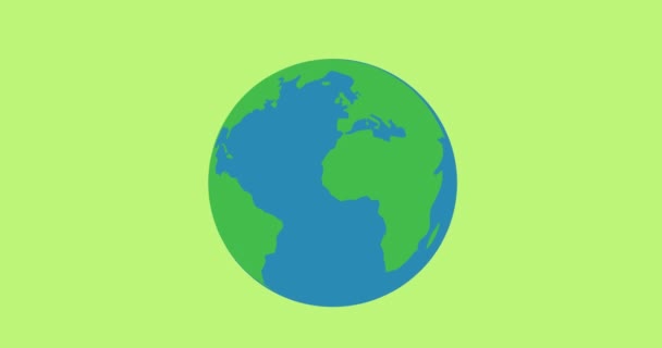 Animation Globe Leaves Green Background Global Conservation Green Awareness Concept — Stock Video