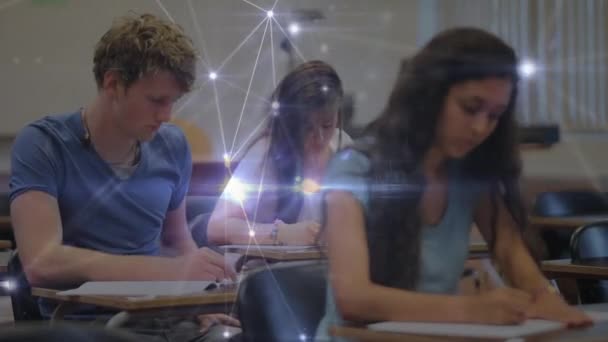 大学の学生以上の接続のネットワークのアニメーション グローバル教育と接続の概念はデジタルで生成され — ストック動画