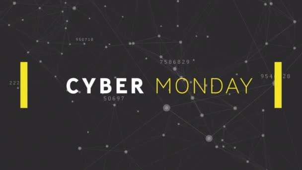 Animation Des Cyber Monday Verkaufstextes Über Netzwerke Von Verbindungen Globales — Stockvideo