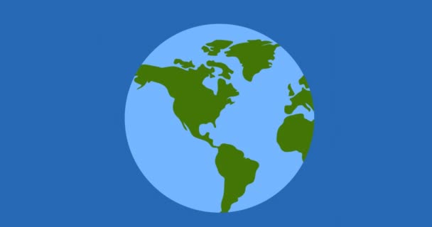 Animation Earth Day Text Globe Heart Logo Blue Background Global — Stock Video