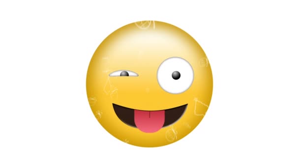 Animación Sonrisa Icono Emoji Través Red Conexiones Concepto Global Redes — Vídeos de Stock