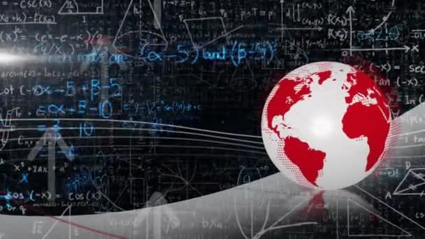 Анимация Сети Связей Над Математическими Уравнениями Глобальная Безопасность Интернета Цифровой — стоковое видео