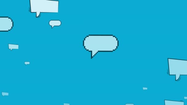 Animation Empty Speech Bubbles Floating Blue Background Communication Social Networking — Stock Video