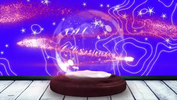 Animation Christmas Season Greetings Text Snow Globe Shooting Star Blue — Stock Video