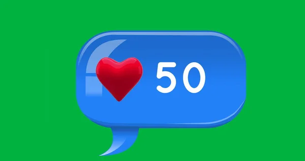 Εικόνα Ενός Μπλε Chat Box Ένα Εικονίδιο Καρδιάς Και Αριθμούς — Φωτογραφία Αρχείου