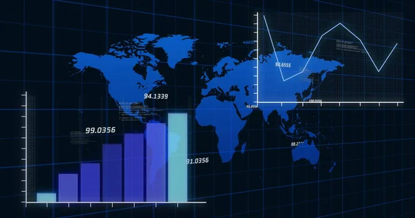 Image Traitement Des Données Financières Avec Des Statistiques Sur Carte — Photo