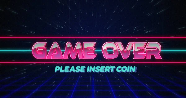 Imagen Retro Game Text Glitching Blue Red Lines White Hyperspace — Foto de Stock