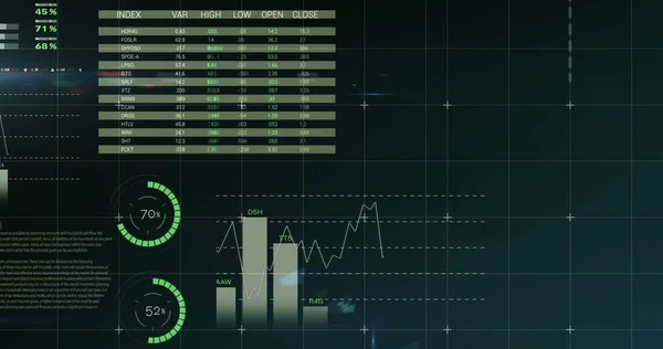 Imagem Números Processamento Dados Financeiros Mudando Com Bolhas Flutuantes Interface — Fotografia de Stock