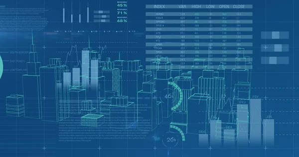 Digitales Bild Virtueller Gebäude Einer Stadt Die Sich Auf Dem — Stockfoto