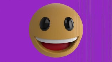 Gürültülü mutlu emoji simgesinin animasyonu. küresel sosyal medya ve iletişim konsepti dijital olarak oluşturulmuş video.