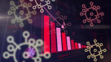İstatistik kaydı olan 19 hücrenin animasyonu. küresel covid 19 salgın ve veri işleme konsepti dijital olarak oluşturulmuş video.