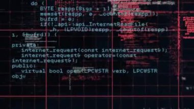Öğütülmemiş veri işleme animasyonu. küresel internet güvenliği, dijital arayüz ve bağlantılar konsepti dijital olarak oluşturulmuş video.