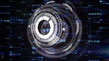 Mavi sütunların üzerinde mikroskop taraması. küresel sosyal medya, bağlantılar ve dijital arayüz konsepti dijital olarak oluşturulmuş video.