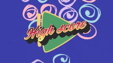 Renkli grafikler ve şekiller üzerine yüksek puanlı metin animasyonu. arkaplan, sosyal medya ve iletişim konsepti dijital olarak oluşturulmuş video.